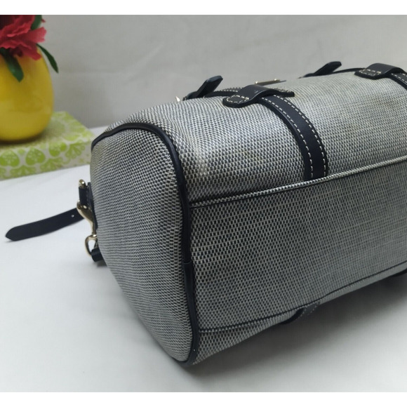 Dooney & Bourke Gray Coated Canvas Leather Trim Double Handle Zipper Satchel Bag - Picture 15 of 15